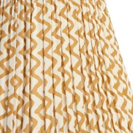 16cm empire gathered lampshade in caramel chevrons block printed cotton