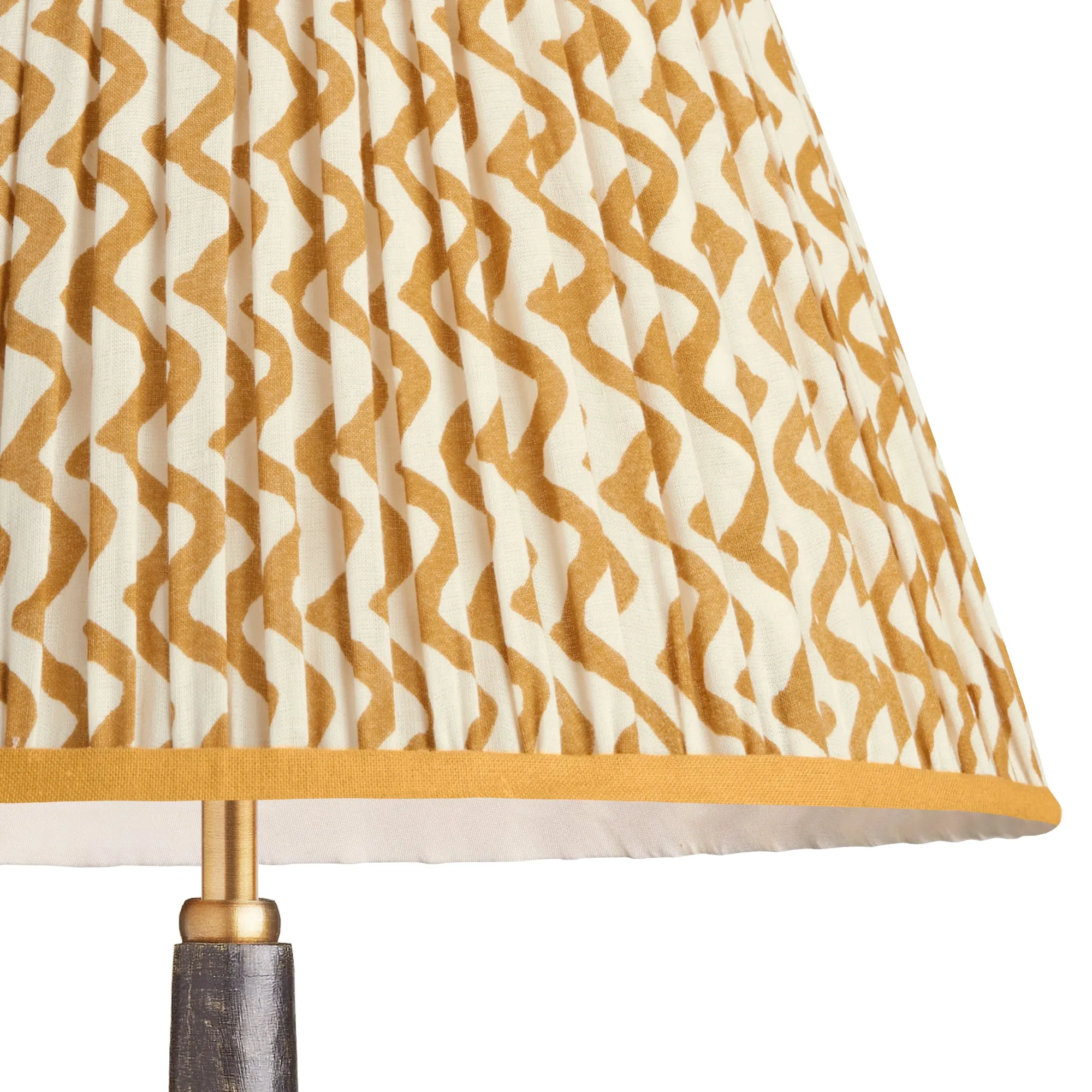 16cm empire gathered lampshade in caramel chevrons block printed cotton