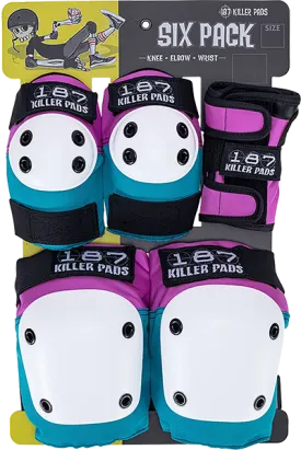 187 6-Pack Pad Set Junior-Pink/Teal