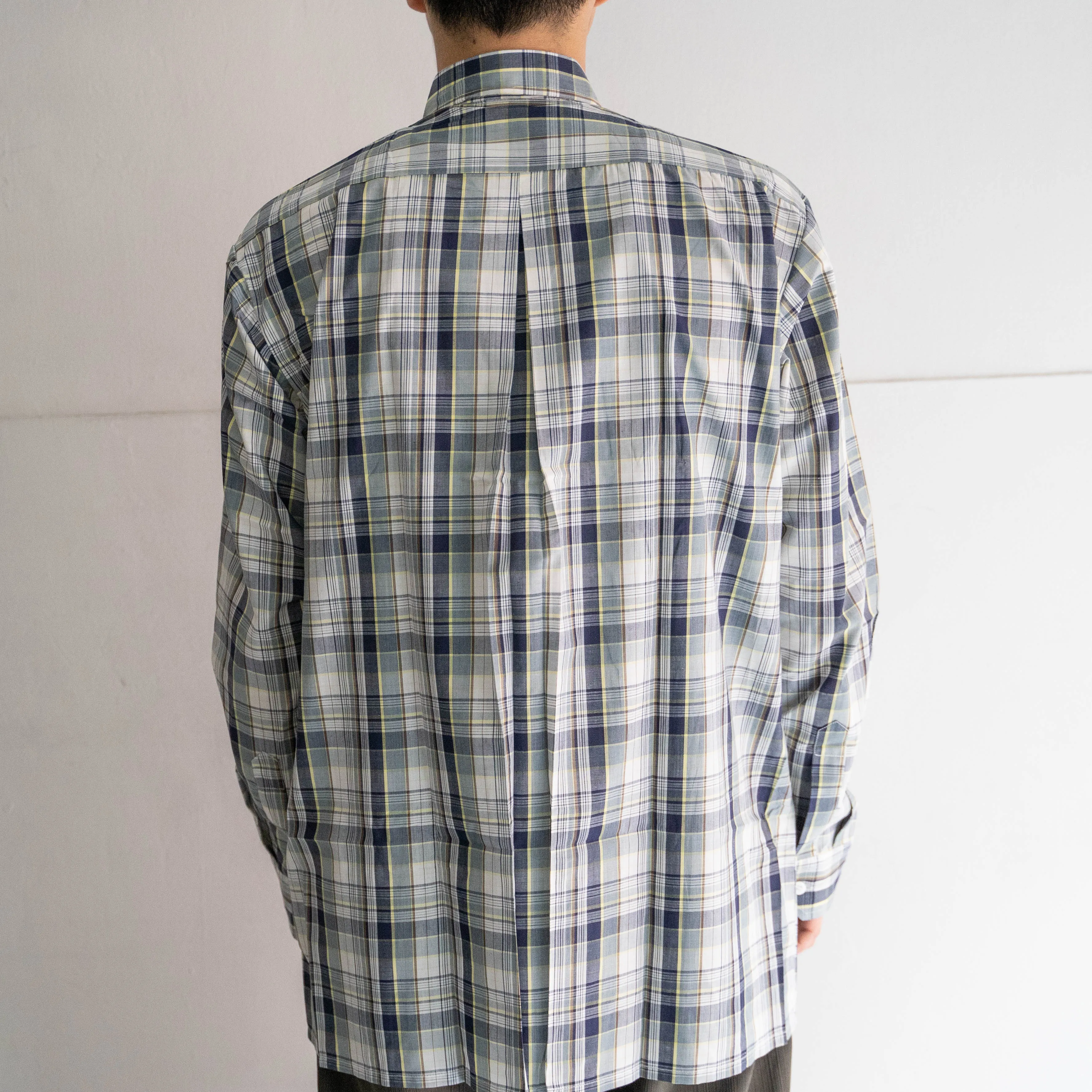 1970-80s  checked long sleeve shirt 'dead stock' -French china-