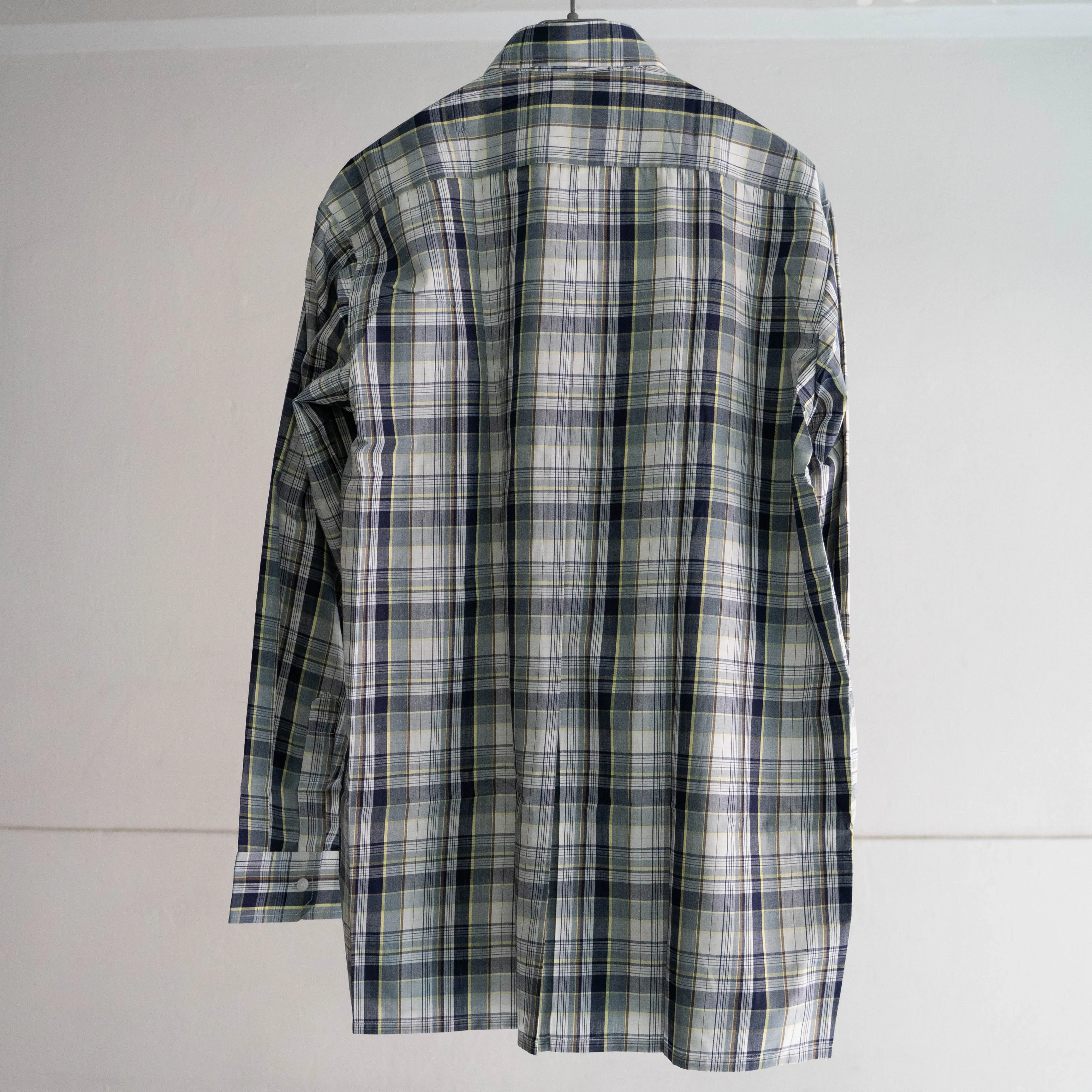 1970-80s  checked long sleeve shirt 'dead stock' -French china-