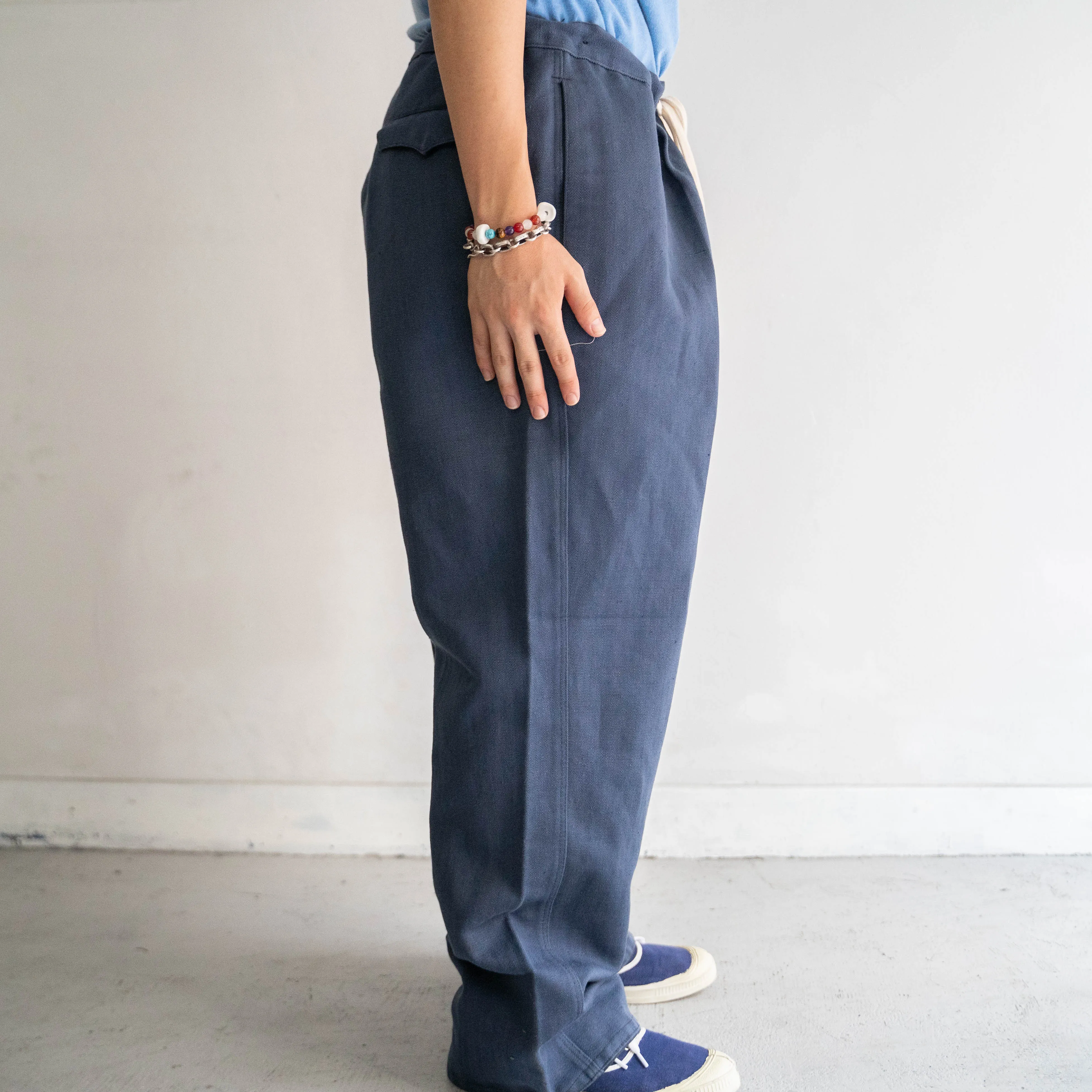 1980s germany navy color HBT work pants -mint condition- 'waist code remake'