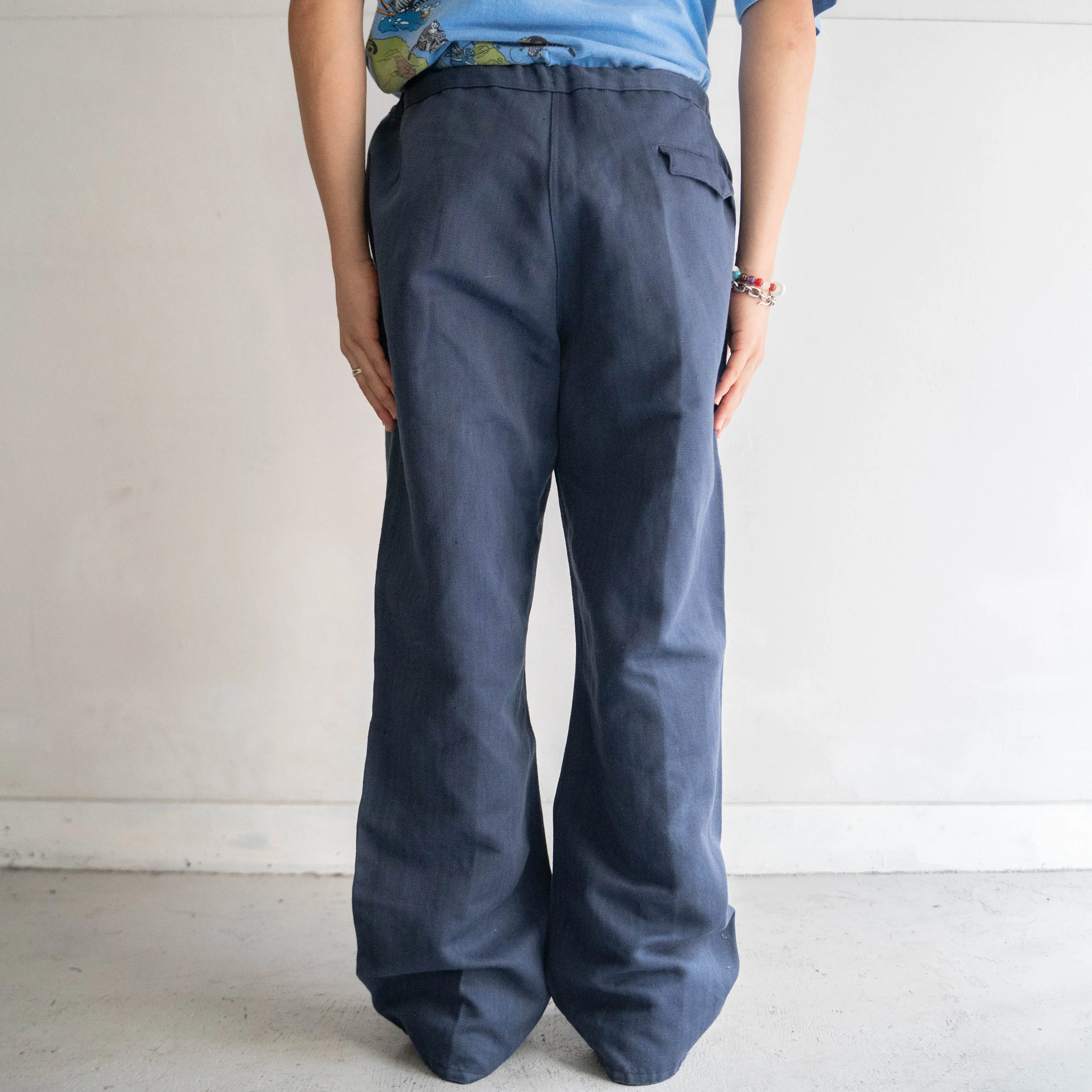 1980s germany navy color HBT work pants -mint condition- 'waist code remake'