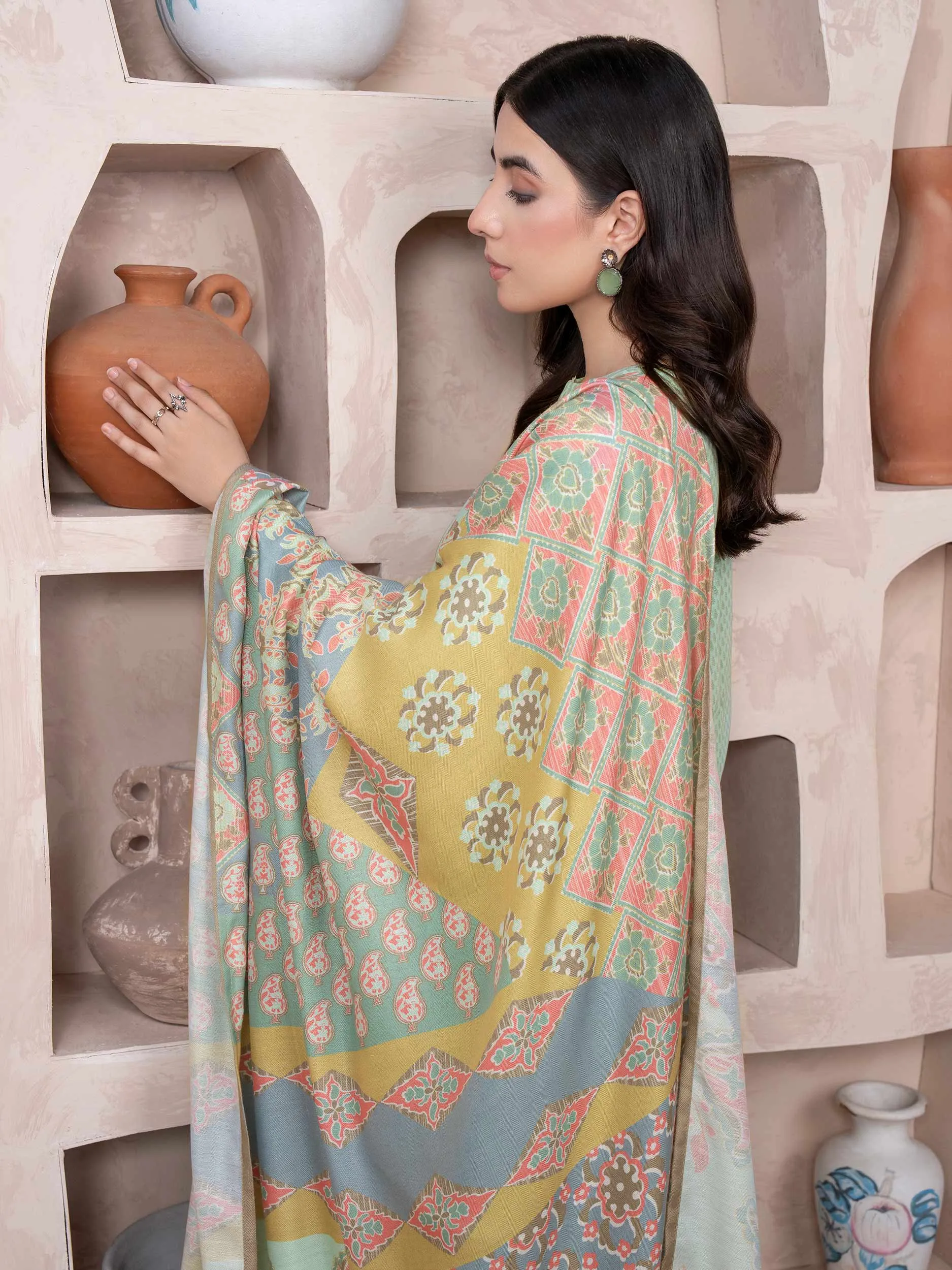 2 Piece Khaddar Suit-Printed (Unstitched)