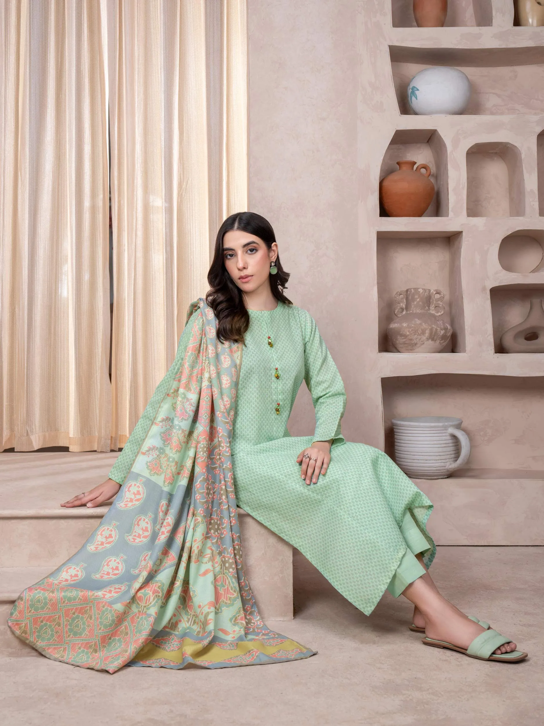 2 Piece Khaddar Suit-Printed (Unstitched)