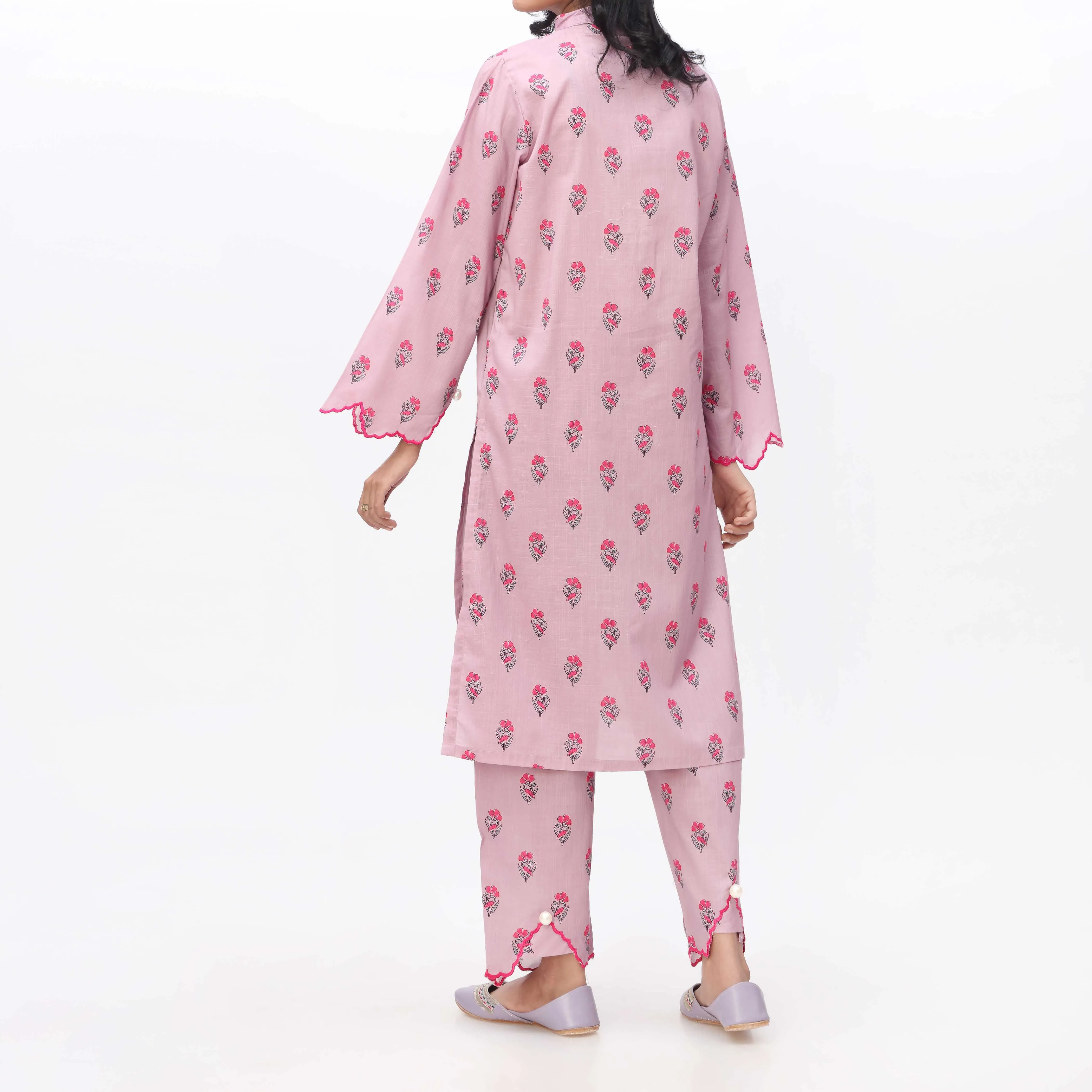 2PC- Printed & Embroidered Cambric Shirt With Trouser PS3344