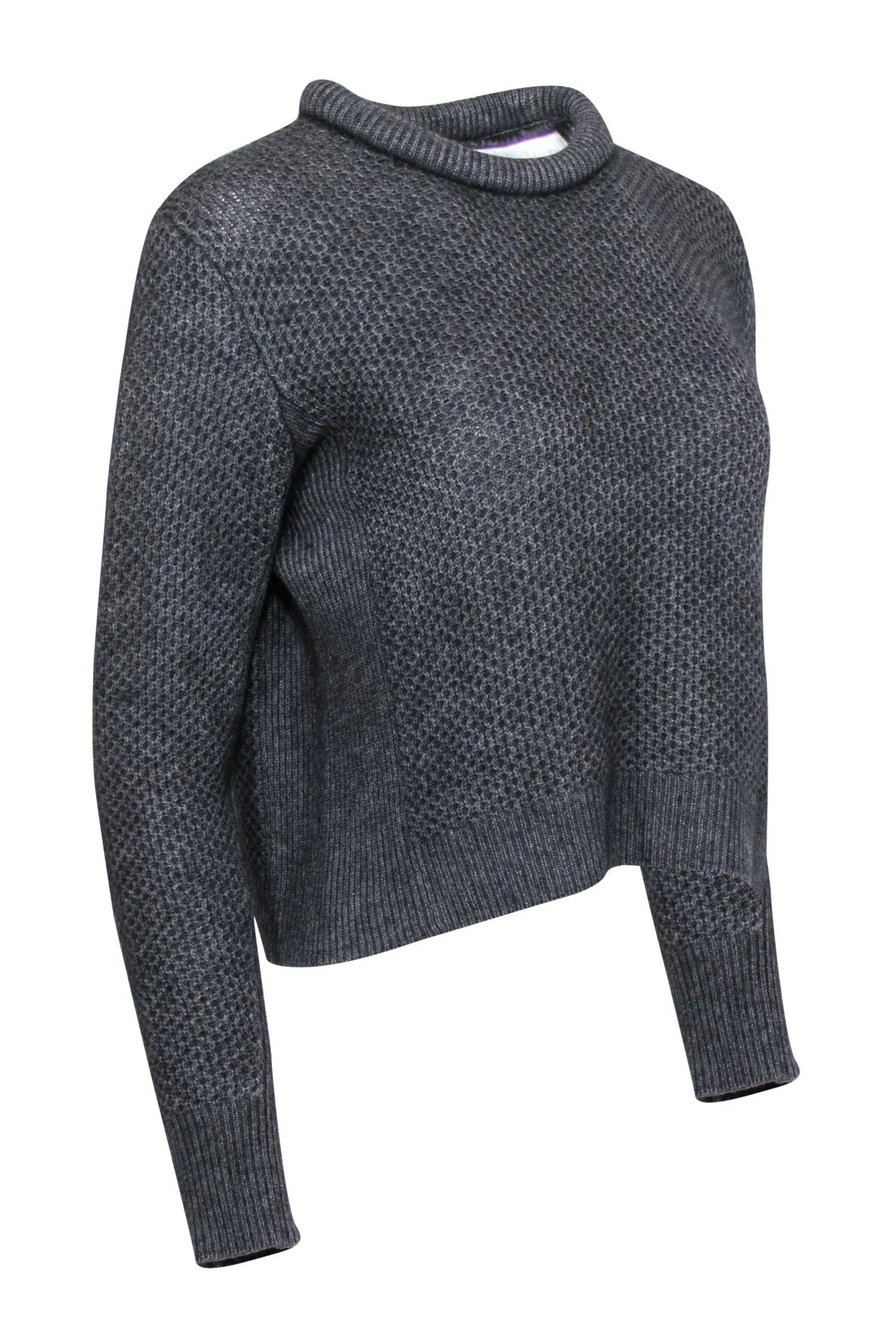 3.1 Phillip Lim - Charcoal Waffle Knit Wool Blend Sweater Sz S