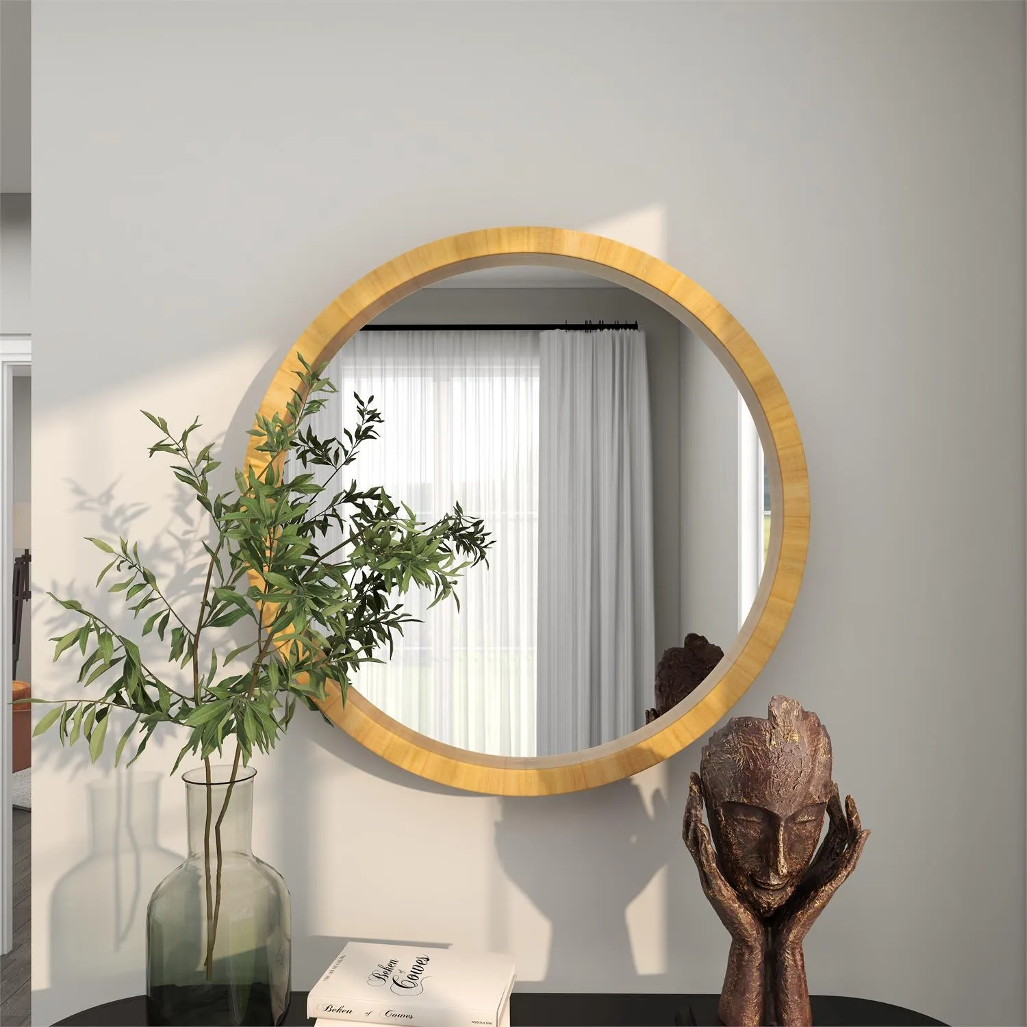 89273 Round Mirror in Brown