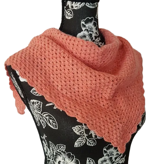 A007 Alpaca Neckerchief Shawl - Salmon Color