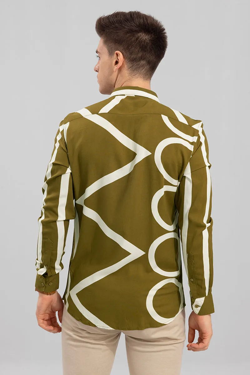 Abstract Circle Olive Shirt