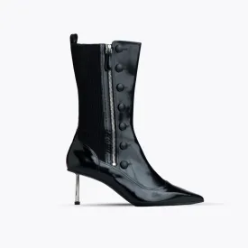 ALEXANDER MCQUEEN BLACK VICTORIAN STYLE LEATHER BOOTS