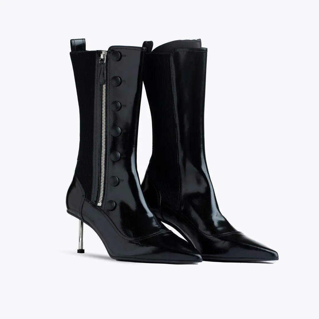 ALEXANDER MCQUEEN BLACK VICTORIAN STYLE LEATHER BOOTS