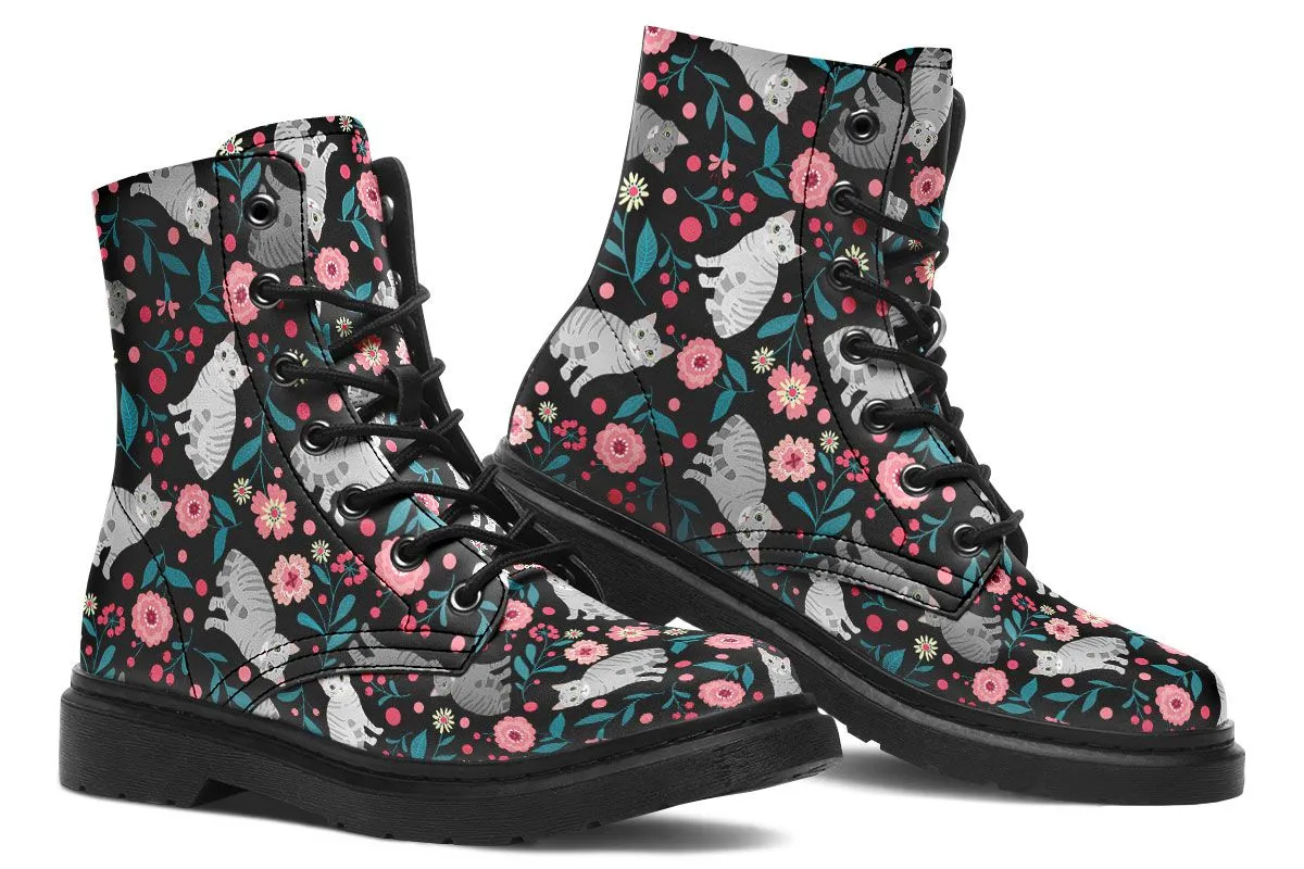 American Short hair Cat Flower Boots