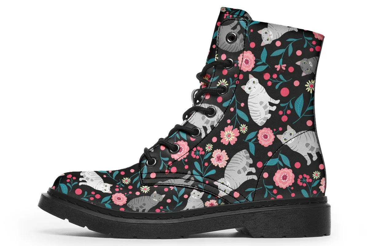 American Short hair Cat Flower Boots