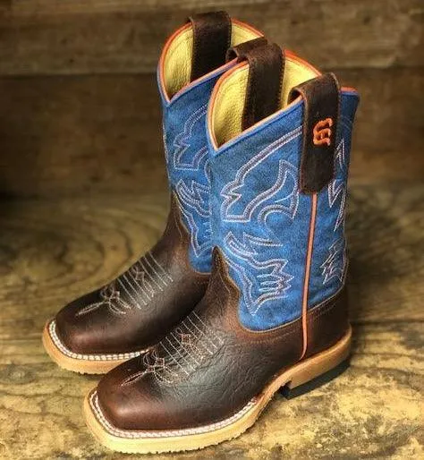 Anderson Bean Children and Youth Blue Mad Dog & Toasted Bison Square Toe Boots ABK3000