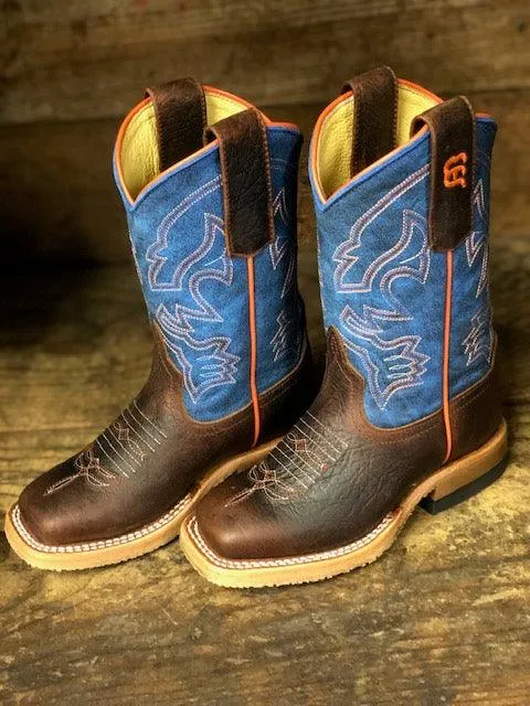 Anderson Bean Children and Youth Blue Mad Dog & Toasted Bison Square Toe Boots ABK3000