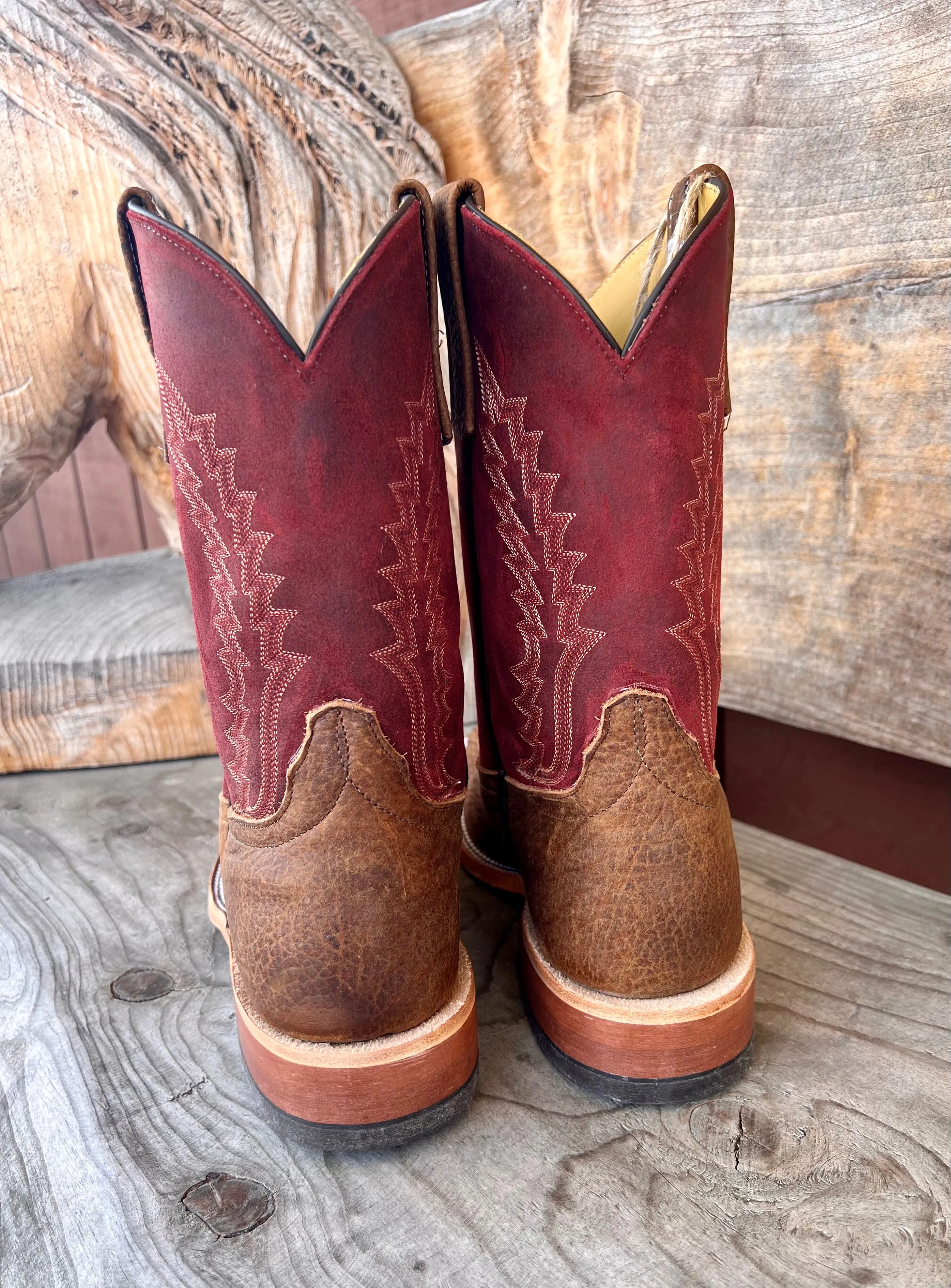 Anderson Bean Men's Geronimo Bison/Red Hot Waxy Kudu Square Toe Cowboy Boots 339582