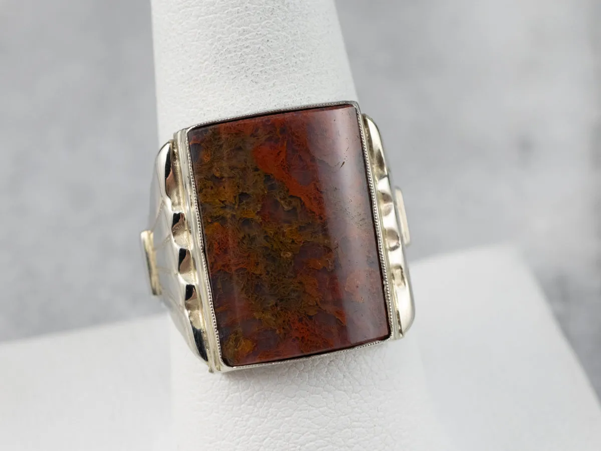 Antique Carnelian Moss Agate Ring