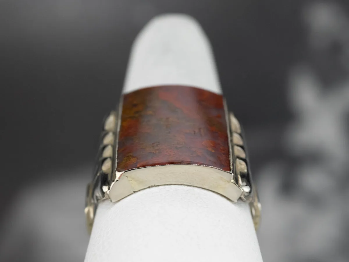 Antique Carnelian Moss Agate Ring