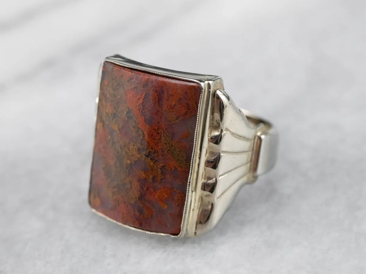 Antique Carnelian Moss Agate Ring