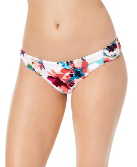 Bar III Women's Floral-Print Hipster Bikini Bottoms, White, Small