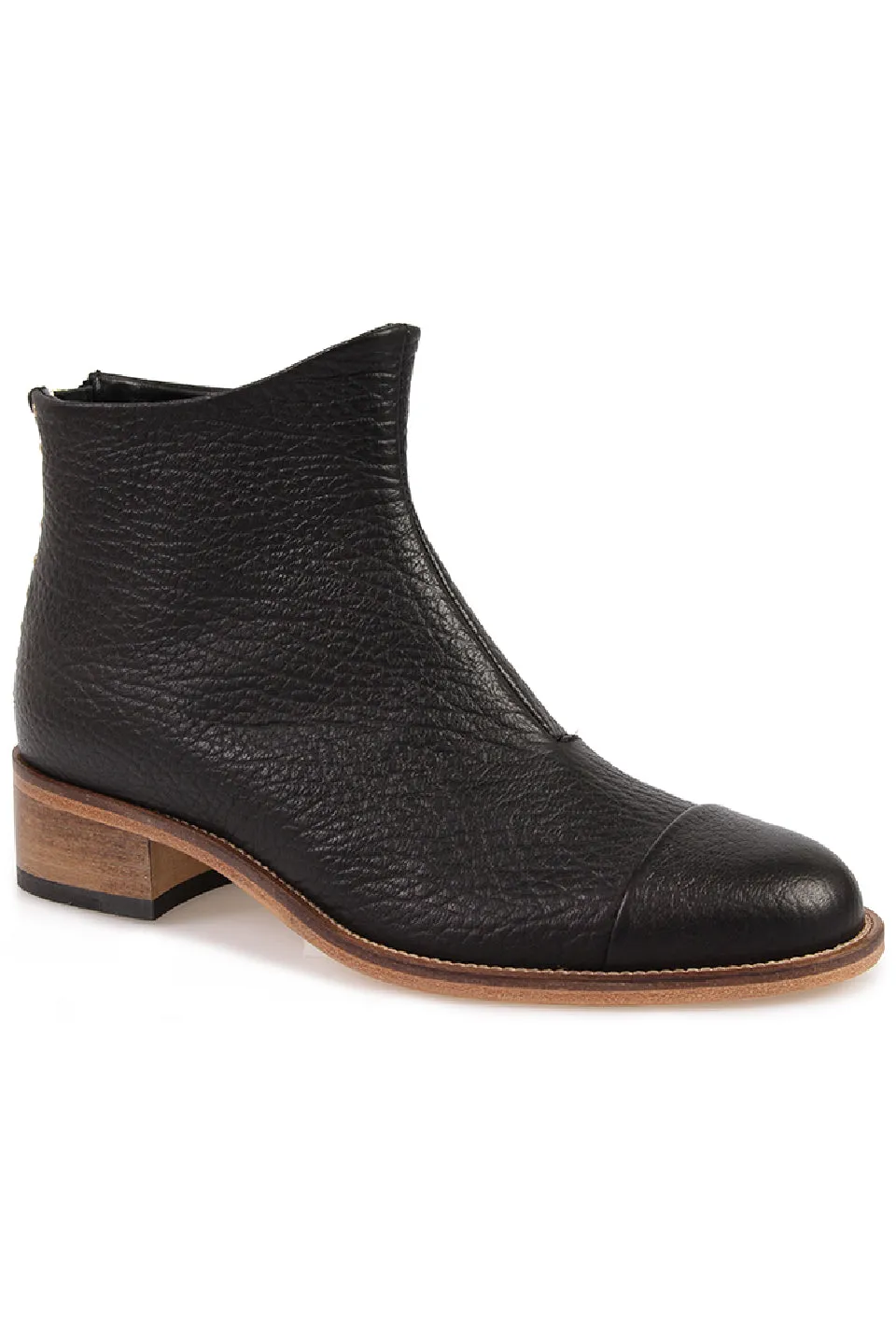 Beau5 Montone Black Leather Natural Sole Ankle Boot