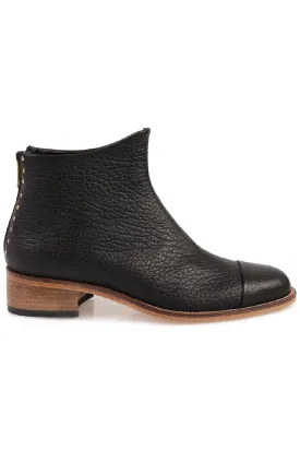 Beau5 Montone Black Leather Natural Sole Ankle Boot