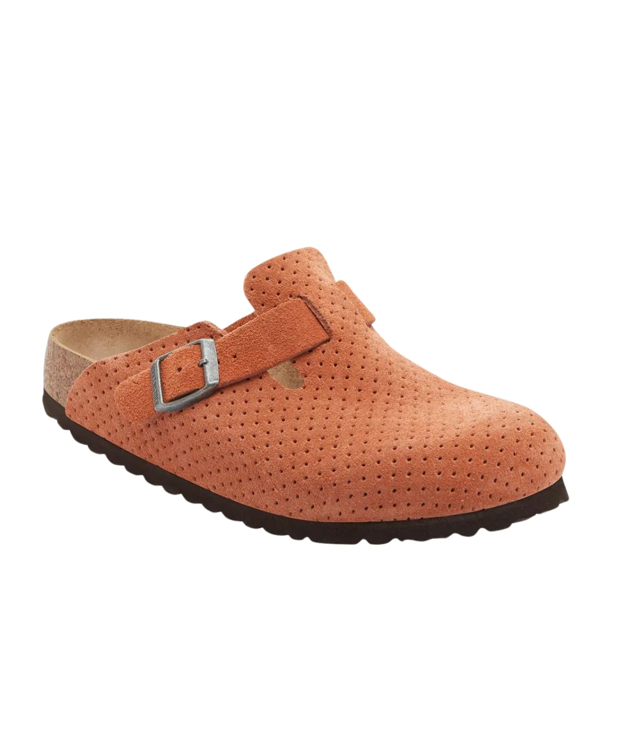 Birkenstock Boston Embossed Suede Leather Burnt Orange Clogs