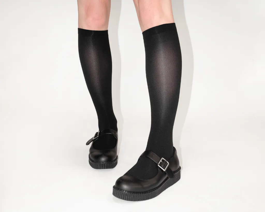 Black Knee-High Nylon Mesh Sock