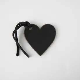 Black Leather Heart Tag