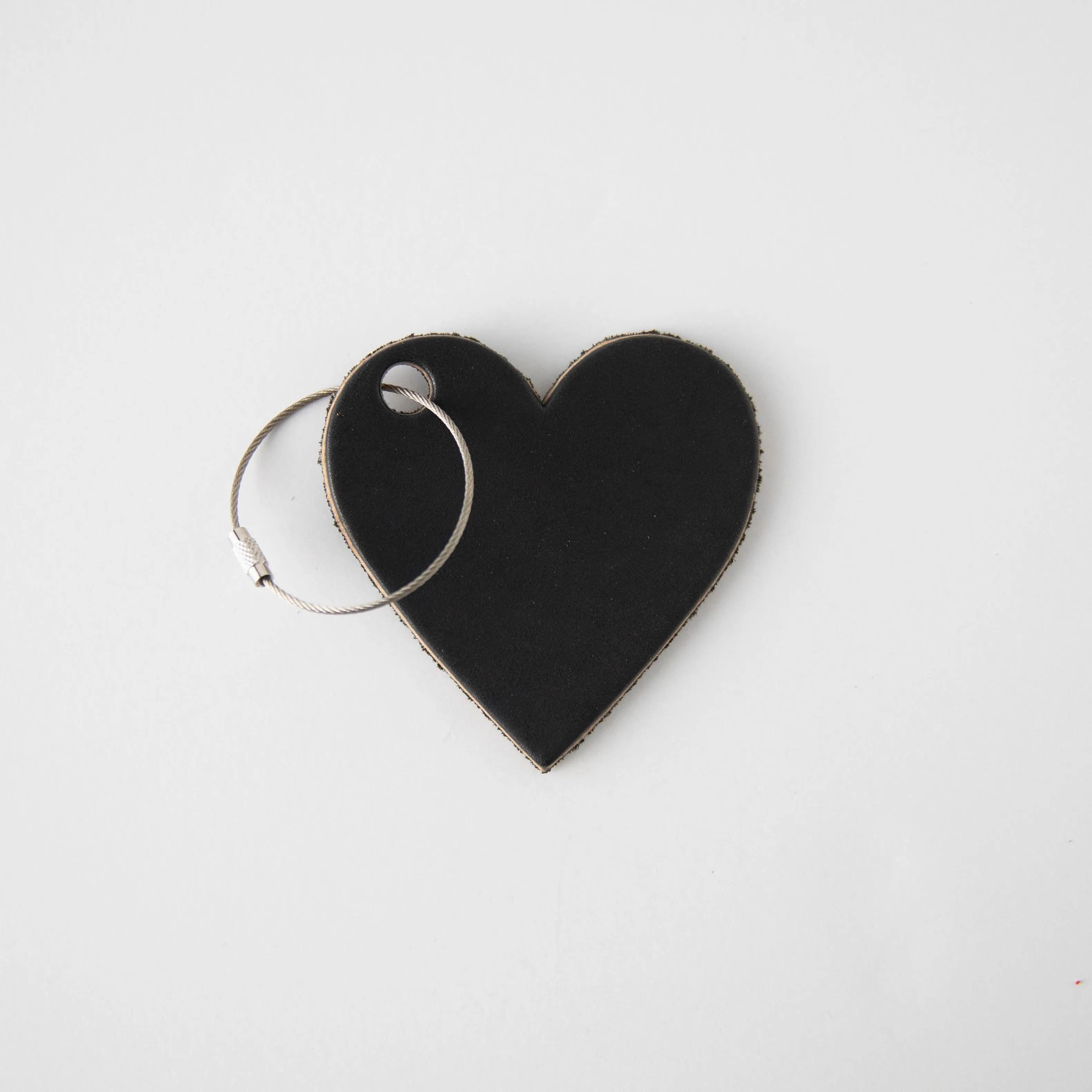 Black Leather Heart Tag