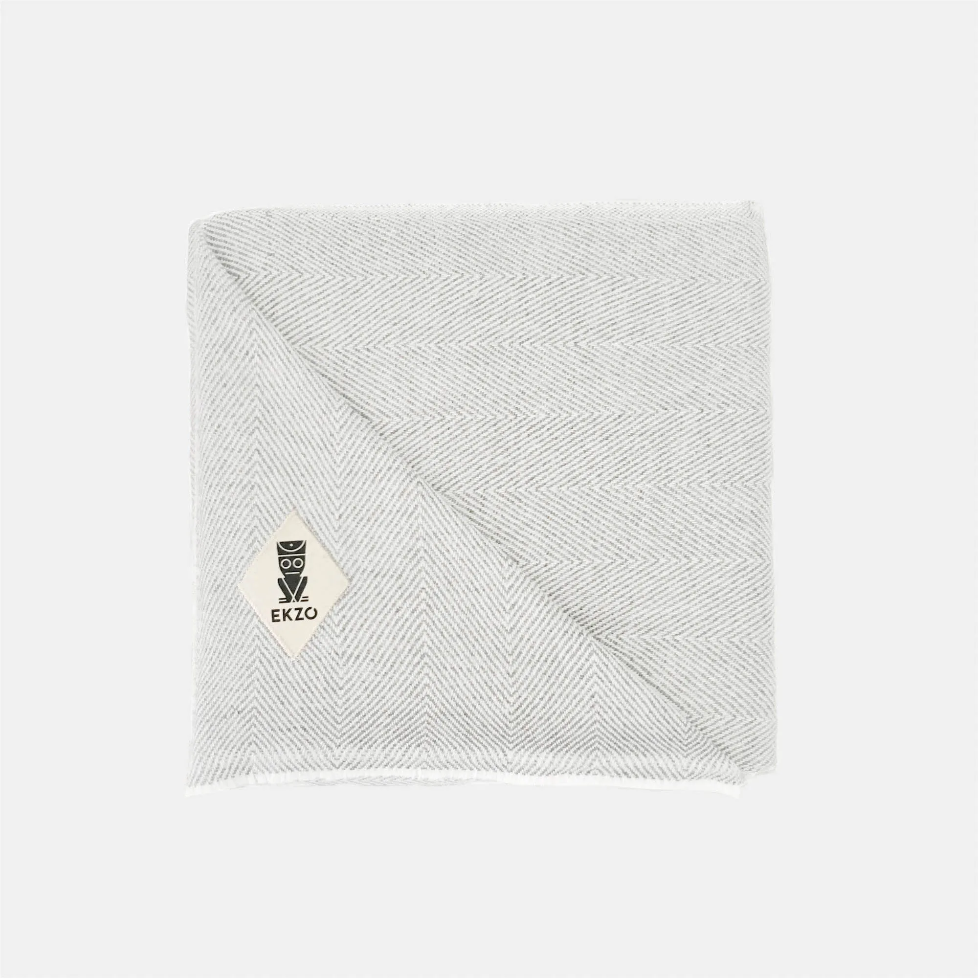 Blanket Cashmere - Light Gray Herringbone Stripe