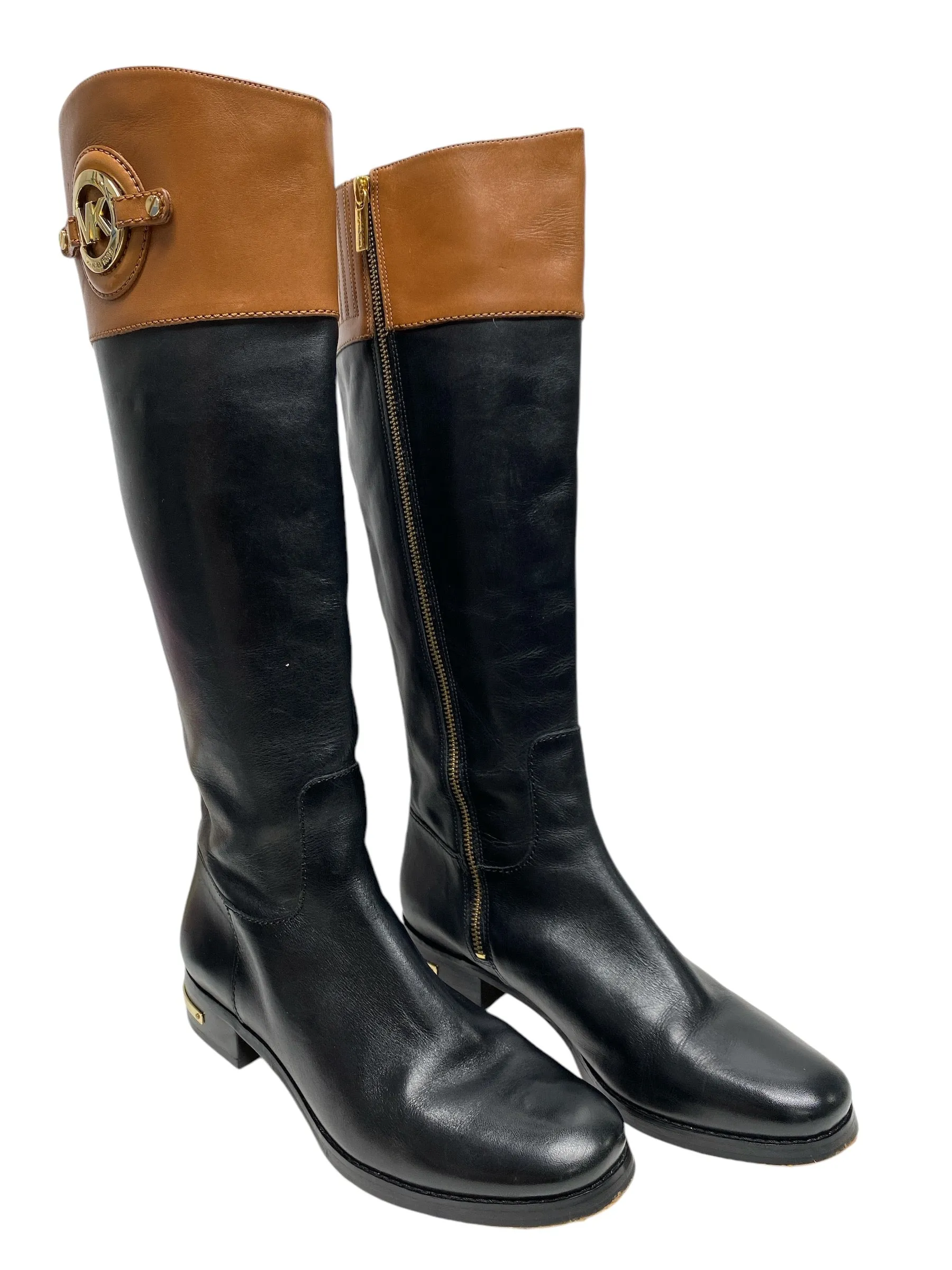 Boots Designer By Michael Kors In Black & Brown, Size: 8.5