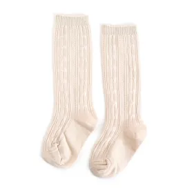 Cable Knit Knee High Socks | Vanilla