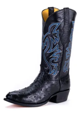 Cowtown Men's Black Full Quill Ostrich Boots