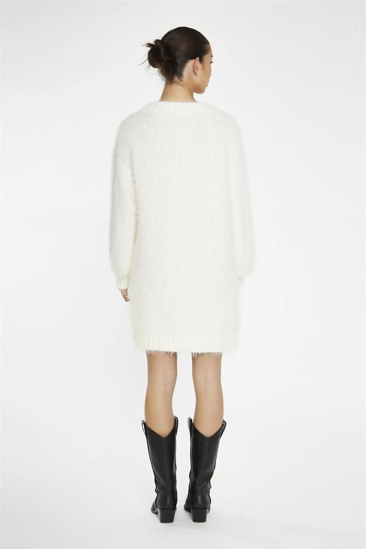 Cream Cable-Knit Jumper Mini-Dress