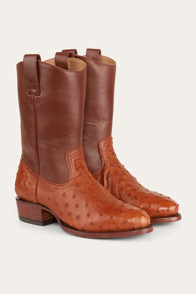 Davidson Mens Ostrich Boot - Chestnut