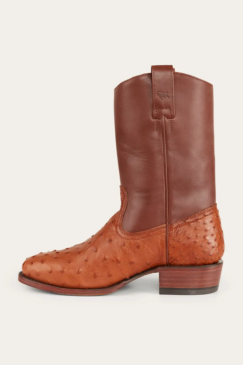 Davidson Mens Ostrich Boot - Chestnut