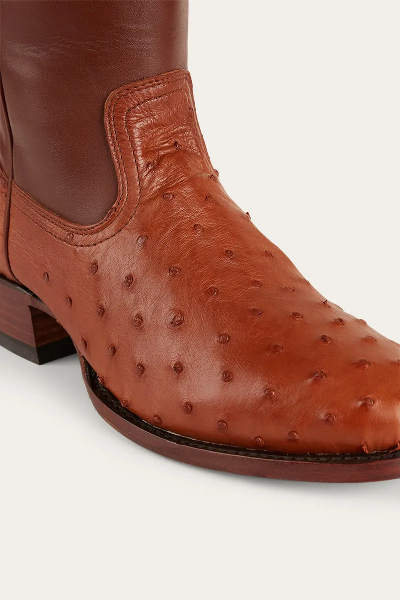 Davidson Mens Ostrich Boot - Chestnut