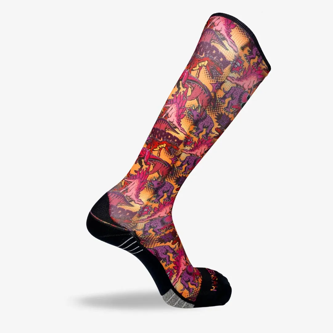 Dino Comic Compression Socks (Knee-High)