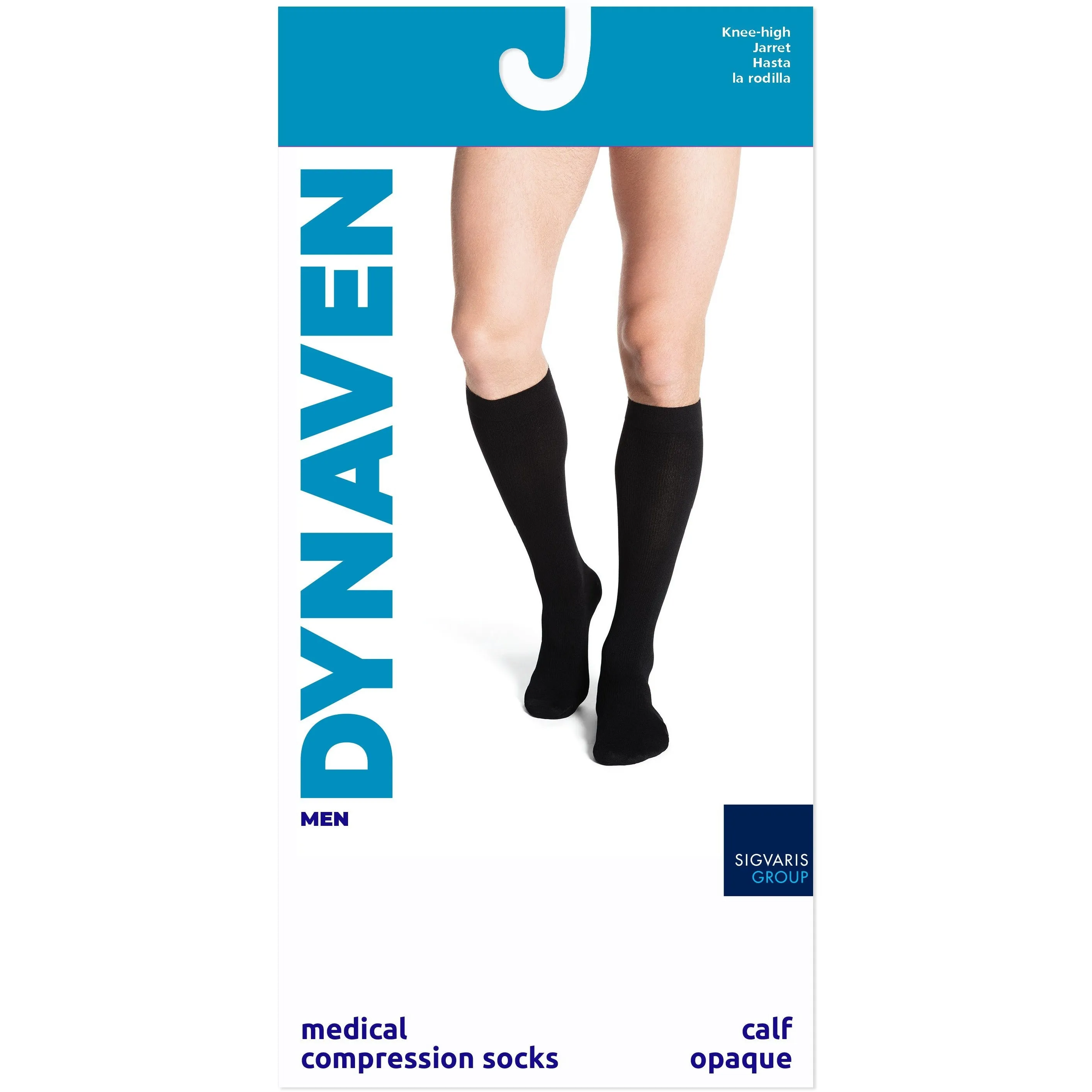 Dynaven Opaque Ribbed Men's Knee High 15-20 mmHg