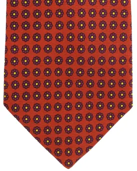 E. Marinella Tie Brown Mini Flowers Design