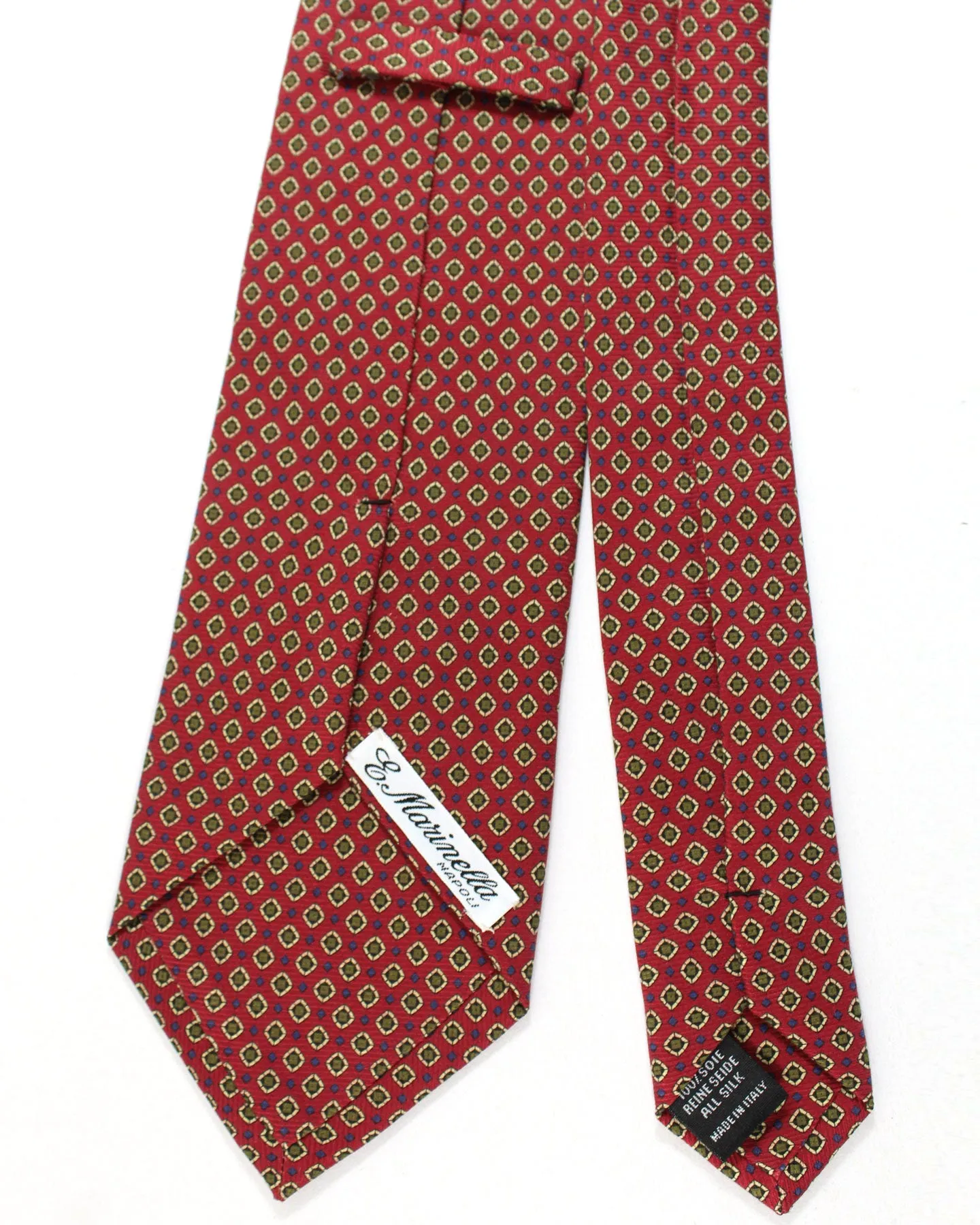 E. Marinella Tie Dark Red Olive Geometric Design