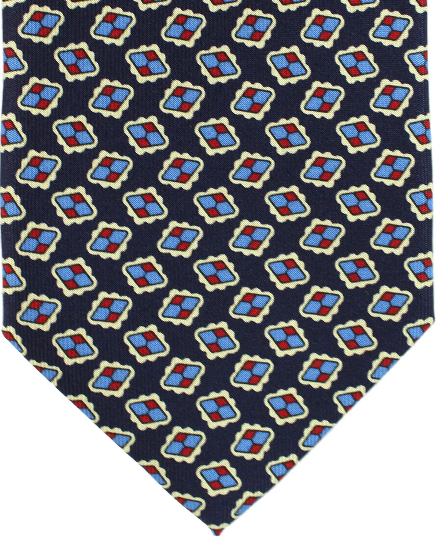 E. Marinella Tie Navy Blue Red Geometric Design