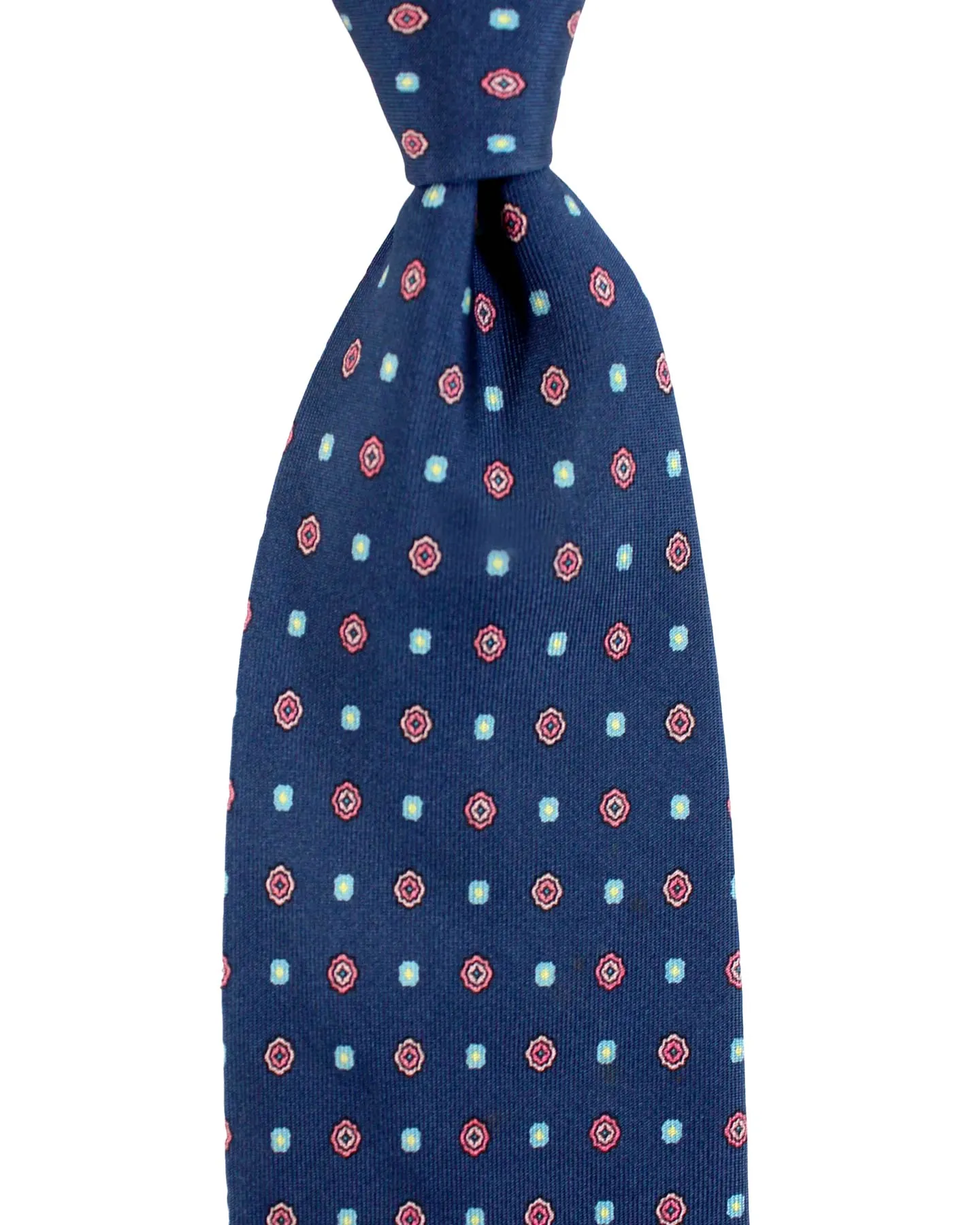 E. Marinella Tie Navy Pink Geometric Design