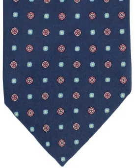 E. Marinella Tie Navy Pink Geometric Design