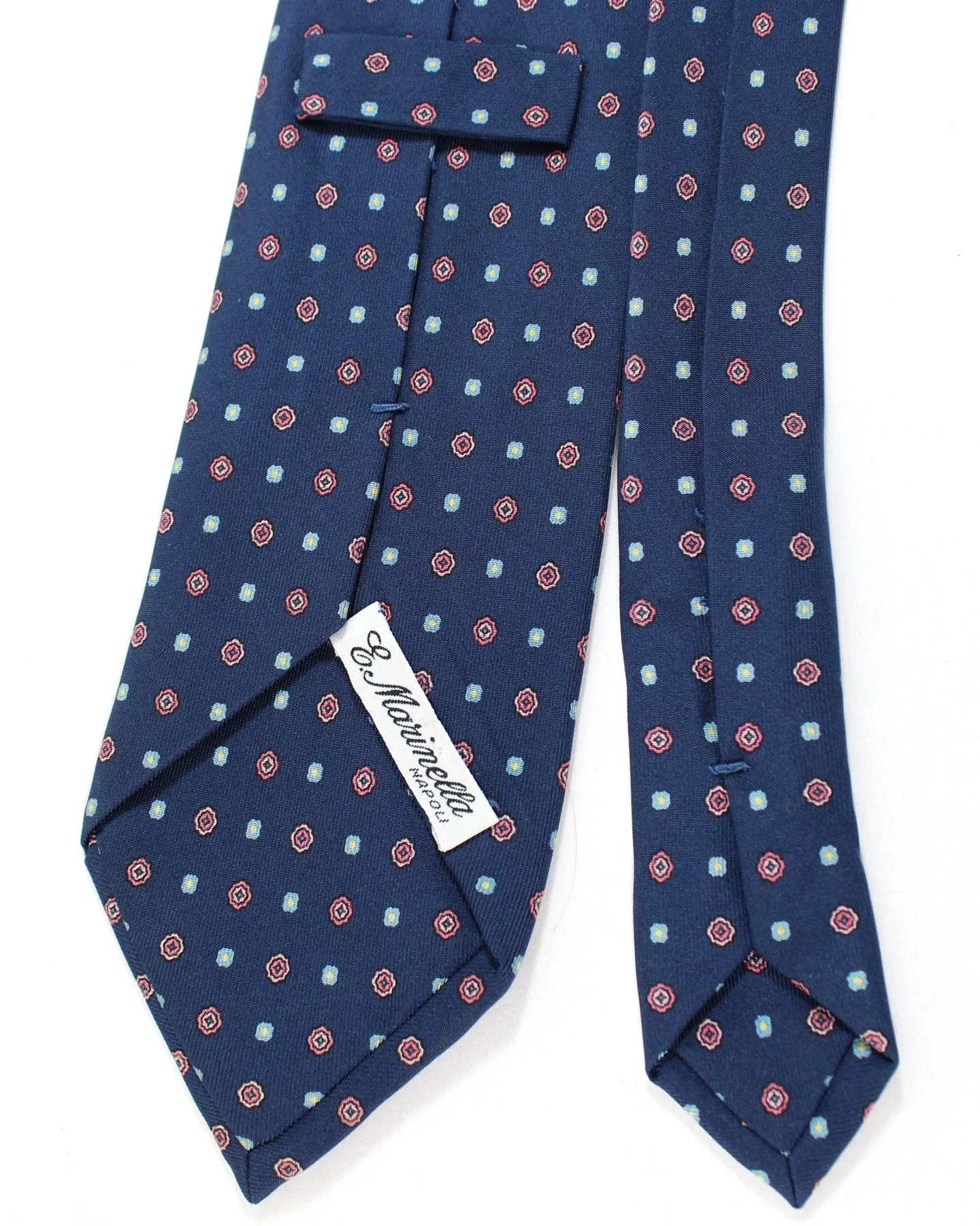 E. Marinella Tie Navy Pink Geometric Design