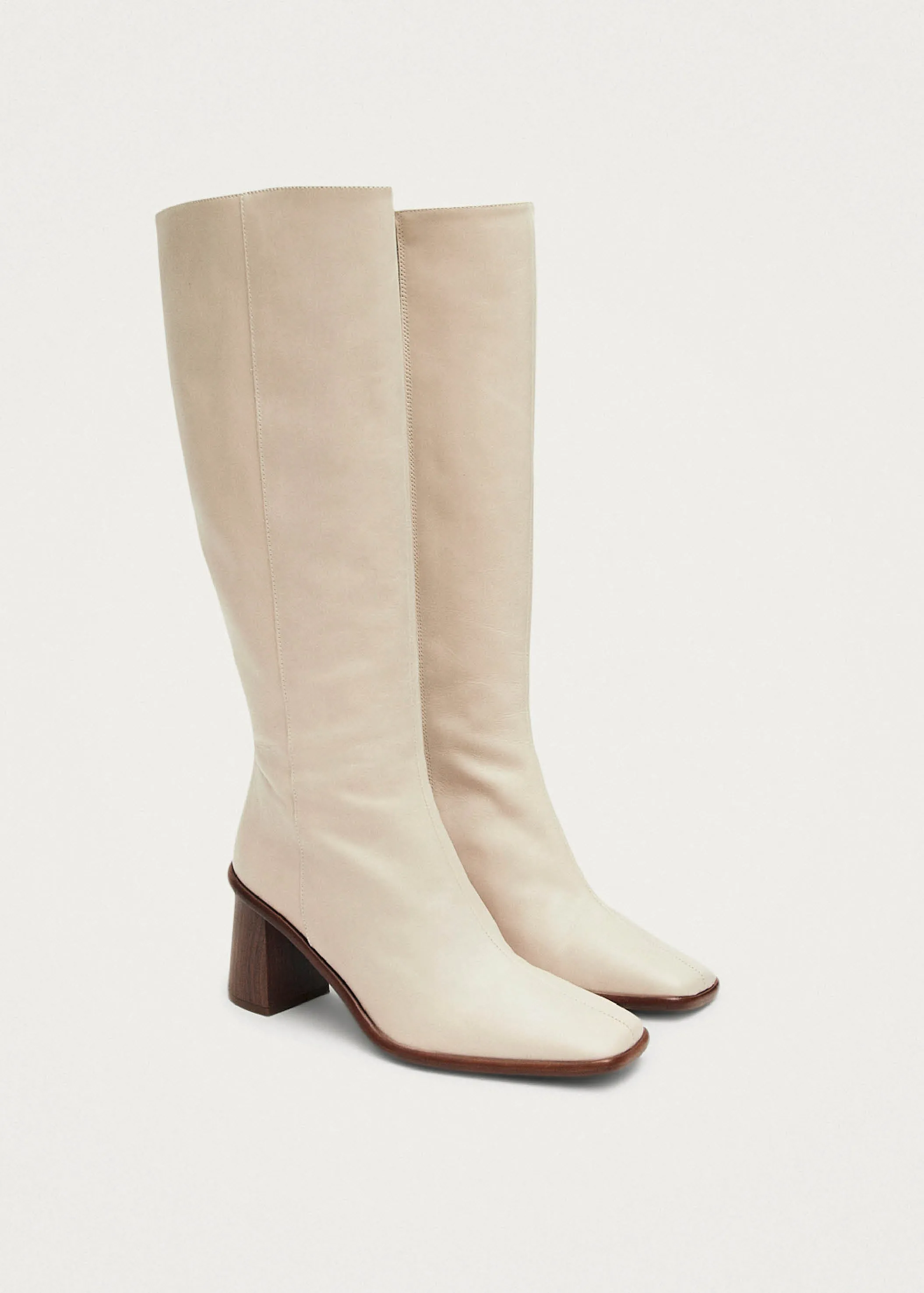 East Cream Leather Boots