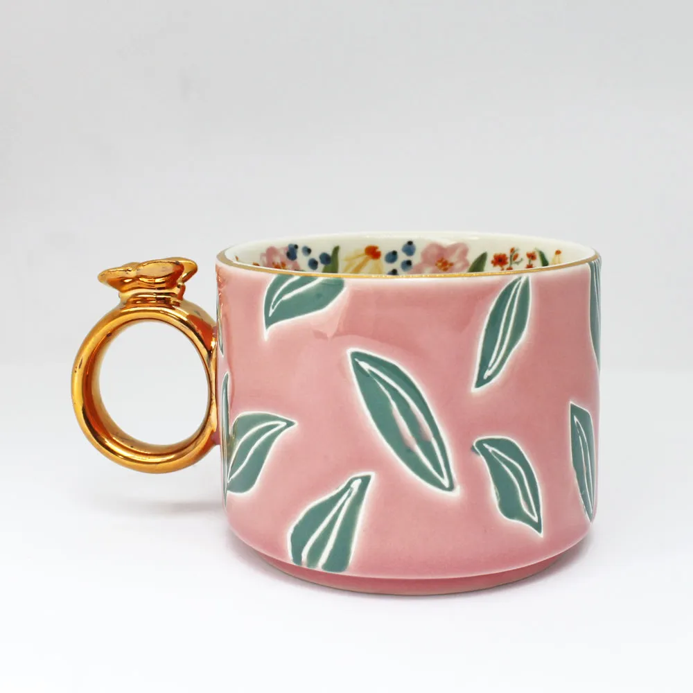 Eden Leaf Pink Ceramic Mug