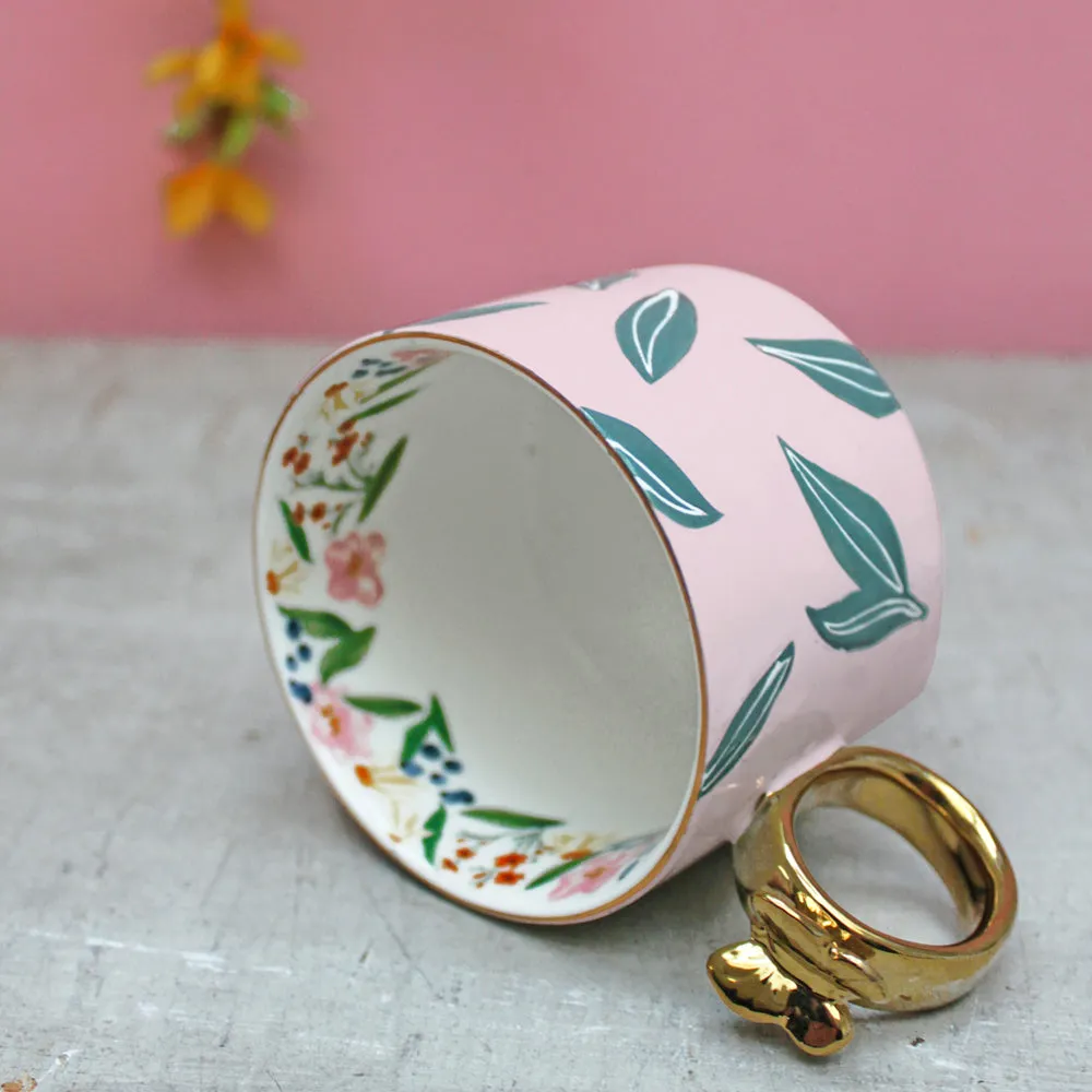 Eden Leaf Pink Ceramic Mug